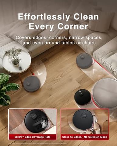Yeedi M12 PRO+ Robot Vacuum and Mop, 11000Pa Strong Suction, ZeroTangle Technology, TruEdge Deep Mopping, Auto Mop Washing/Drying, Auto-Lift Mopping, Mini Omni Station, Black - Image 4