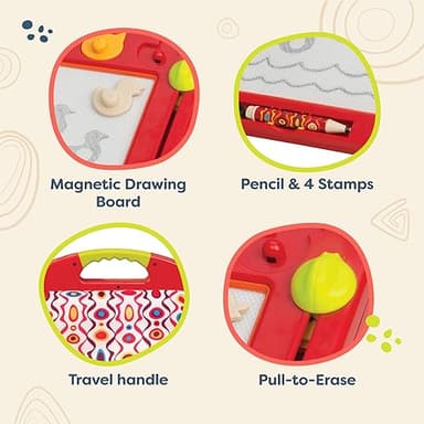 B. toys – Magnetic Drawing Board – 4 Animal Stamps – Portable Sketcher – Creative Toys For Toddlers, Kids – 18+ Months – Toulouse – LapTrec - Image 5