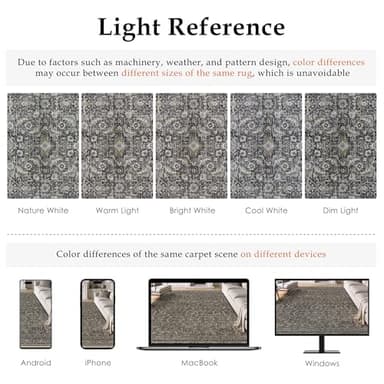 WondRg 2x8 Washable Runner Rug Black Vintage Distressed Hallway Kitchen Non Slip Low Pile Area Rug Living Room Bedroom Throw Rug Soft Indoor Carpet for Entrance Laundry Dining Room Bathroom - Image 6