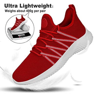 Feethit Mens Slip On Running Shoes Breathable Lightweight Comfortable Fashion Non Slip Sneakers for Men Red Size 11 - Image 4