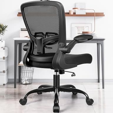 FelixKing Office Chair, Ergonomic Desk Chair with Adjustable Height and Lumbar Support Swivel Lumbar Support Desk Computer Chair with Flip up Armrests for Conference Room (Black) - Image 2
