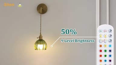 Battery Operated Wall Sconce with Green Tulip Shade Pattern Glass Adjustable Chain Retro Gold Wall Mounted Light, Modern Wall Lamp Fixtures Decor for Bedside Bedroom Indoor Doorway - Image 8