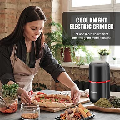 COOL KNIGHT Herb Grinder [large capacity/fast/Electric ]-Spice Herb Coffee Grinder with Pollen Catcher/- 7.5" (Black) - Image 2