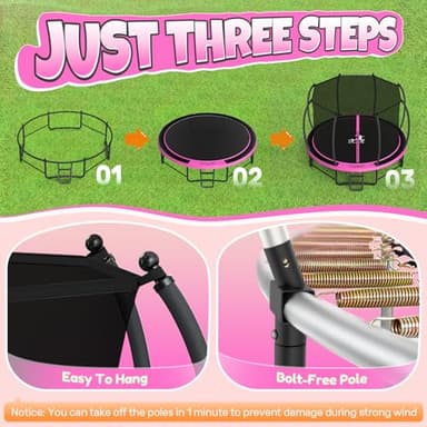 BCAN Trampoline 8FT 10FT 12FT 14FT 15FT 16FT Recreational Trampoline with Enclosure for Kids Adults, ASTM Approved, Outdoor Trampoline with Ladder for Kids - Image 5