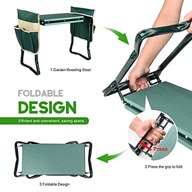 KVR Upgraded Garden Kneeler and Seat with Thicken & Widen Soft Kneeling Pad,Heavy Duty Foldable Gardener Stool with 2 Tool Pouches,Gardening Gifts for Women Mom Men Seniors¡­… - Image 6