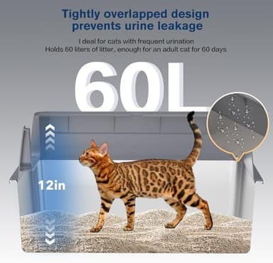 Stainless Steel Litter Box , 28"L*20"W*12"H XXL Extra Large Litter Boxes with lid ,Metal Litter Box with Hight Sides for Big Cats& Multiple Cats,Never Absorbs Odors, Anti-Urine Leakage, Easy Cleaning - Image 6