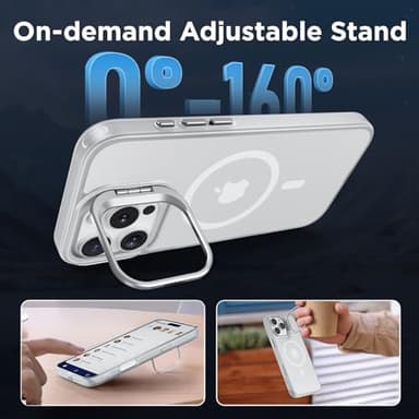 Beasyjoy Magnetic Case for iPhone 16 Pro Max with Stand, Compatible with MagSafe, Military Grade Protection Built-in Kickstand, Protective Translucent Slim Phone Case for iPhone 16 Pro Max 6.9", Clear - Image 3