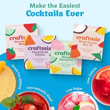 Craftmix Variety Pack, Makes 12 Drinks, Skinny Cocktail Mixers, Mocktails Non-Alcoholic Drinks - Made With Real Fruit - Vegan Low-Carb, Low-Sugar, Non-GMO, Dairy Free, Gluten Free, Easy to Mix - Image 3