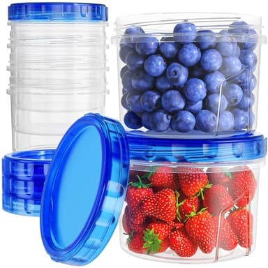 Freezer Storage Containers, [6 Pack-16 Oz] Airtight Plastic Food Storage Containers with Twist Top Lids, Soup, Meal Prep Containers | BPA Free | Stackable | Leakproof | Microwave/Dishwasher Safe - Image 1