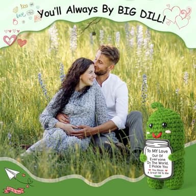 I Love You Gifts for Her Him, Birthday Christmas Gifts for Boyfriend Girlfriend, Wife, Husband, Couple, Romantic Gifts Anniversary Gifts for Women Men, Valentine's Day Gifts Handmade Crochet Pickle - Image 7