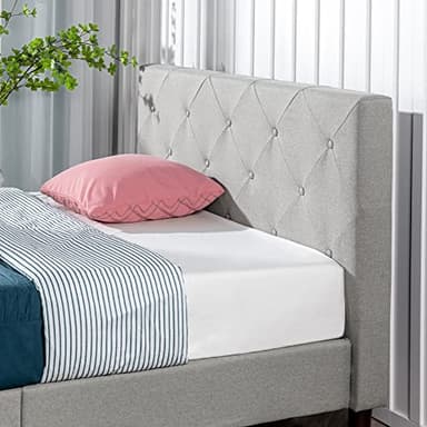 ZINUS Shalini Upholstered Platform Bed Frame, Mattress Foundation, Wood Slat Support, No Box Spring Needed, Easy Assembly, Light Grey, Full - Image 3