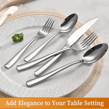 40-Piece Silverware Set, Heavy Duty Stainless Steel Flatware Cutlery Set Service for 8, Food-Grade Utensil Sets for Home Restaurant, Dishwasher Safe - Image 4