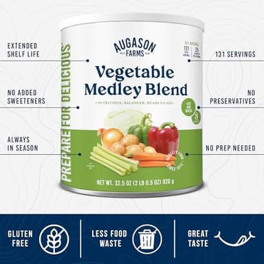 Augason Farms Vegetable Medley Blend Can - Dehydrated Mixed Veggies - Gluten Free Emergency Food Supply with Long Shelf Life for Survival, Disaster Prep & Everyday Meals - 131 Servings - Image 3
