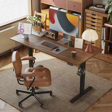 Agilestic Electric Standing Desk, 63 x 24 Inches Height Adjustable Desk, Sit Stand up Desk for Work Office Home, Ergonomic Rising Computer Table with Memory Preset, Dark Walnut - Image 2