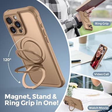 MOCCA Design for iPhone 16 Pro Max Case with Magnetic Invisible Stand [Full Camera Protection] [Compatible with Magsafe] Military Drop Shockproof Translucent Matte Phone Case Cover 6.9",Brown - Image 4