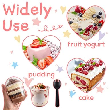 50 Pack 12OZ Clear Plastic Cups with Dome Lids and Sporks No Hole Disposable Fruit Cups for Dessert,Cupcake,Parfait,Pudding,Iced Cold Drinks,Snacks,Fruits,Bakeries,Ice Cream - Image 4