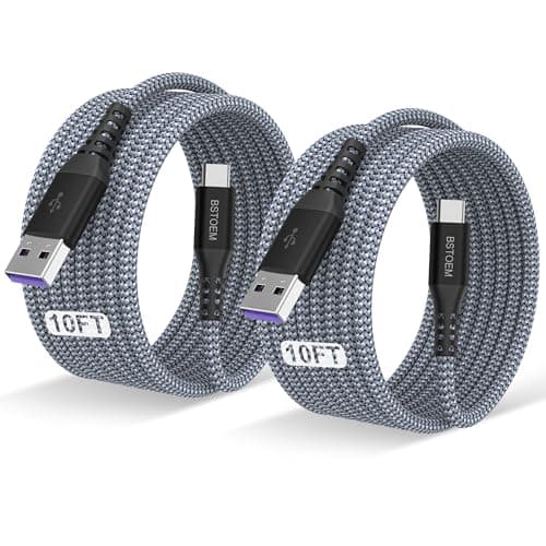 USB A to USB C Cable 10 ft,Type C Charger Cord Fast Charging 10FT 2Pack,for Samsung Galaxy S25 +/Ultra/S24/S23/S22/S21/S20/S10/S9/S8/s7/Note20/10/9/8/Tab S9,for Kindle Fire,USBC Phone Wire - Image 1
