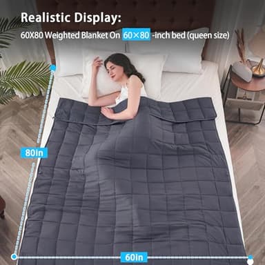 yescool Weighted Blanket for Adults (20 lbs, 60” x 80”, Grey) Cooling Heavy Blanket for Sleeping Perfect for 190-210 lbs, Queen Size Breathable Blanket with Premium Glass Bead, Machine Washable - Image 2