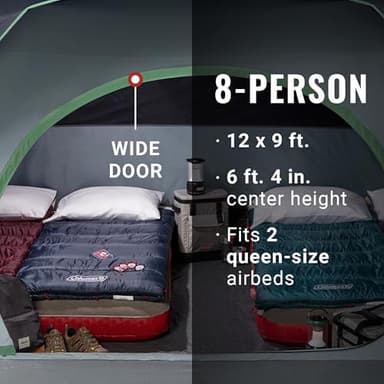 Coleman Skydome Tent with 5 Minute Setup, 2/4/6/8-Person Weatherproof Tent with Rainfly & Carry Bag, 20% More Headroom Than Traditional Canopies - Image 2