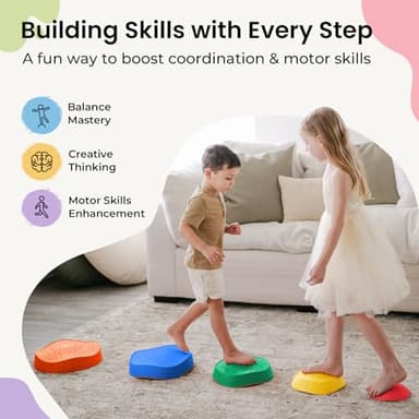 Tiny Land Stepping Stones for Kids, 5pcs Non-Slip Toddler Stepping Stones, Sensory Stepping Stones for Promoting Toddler's Balance & Coordination Skills, Stepping Stones for Toddlers 3-5, Iridescent - Image 5