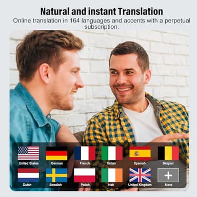 Puqo AI Language Translation Earbuds, 3-in-1 Translator Earbuds Real Time with 4 Translation Modes with APP, 164 Language Bluetooth 5.3 Headphones Translating Device for Travel/Business/Leaning, Black - Image 3