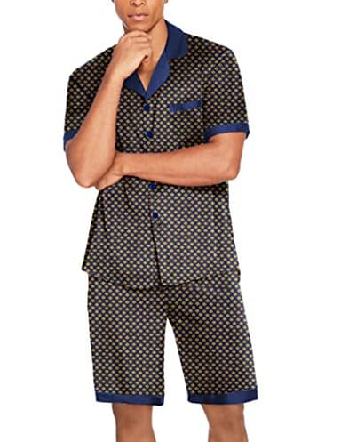 Ekouaer Men Satin Silk Pajamas Set with Pockets Sleepwear Shorts Satin Summer Loungewear 2 Piece Button Down Set S-3XL - Image 4