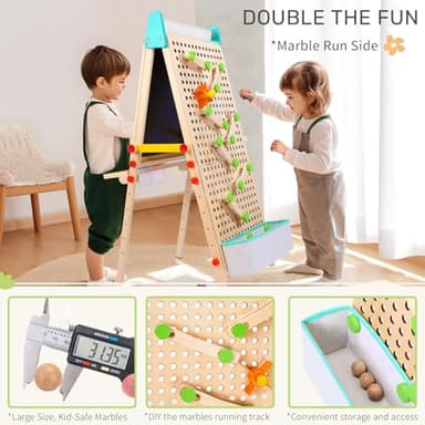Wingyz 4-in-1 Adjustable Kids Art Easel with Magnetic Whiteboard & Chalkboard - Wooden Drawing Board with Marble Run for Kids- Creative Gift for Toddlers Ages 2-4, 4-8, 8-12 - Image 5