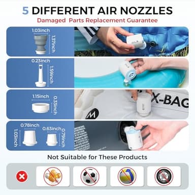 FLEXTAILGEAR Air Pump for Inflatables,Tiny Pump Portable Air Pump,Ultra-Mini Pump with 1300mAh Rechargeable Battery to Inflate Deflate for Pool Floats Air Mattress Vacuum Storage Bags (Blue) - Image 6