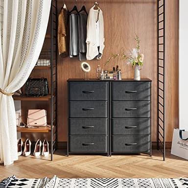 ODK Dresser for Bedroom with 4 Storage Drawers, Small Dresser Chest of Fabric Drawers with Sturdy Steel Frame, Wood Top, Black - Image 6