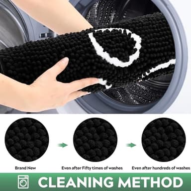 Dog Door Mat for Muddy Paws, Pet Rug Chenille Absorbent Outdoor Doormat 36"x 24", Non Slip Heavy Indoor Doormat Soft Front Inside Doormats for Entryway, Mud Paws, Patio,Dog Paw Black - Image 8