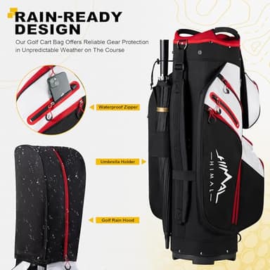 UNIHIMAL Golf Cart Bag, 15 Way Organizer Divider Top with Handles and Rain Cover - Image 5