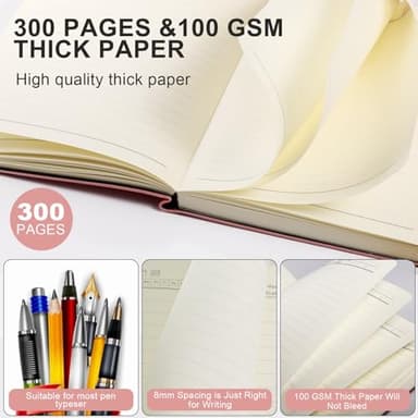 Fetinar Aesthetic Lined Journal Notebook for Women,300 Pages Softcover Leather Lined Journal Notebook,300 Pages Daily Journal, College Ruled Notebook for Work School, Note Taking 5.75'' X 8.38'' Pink - Image 4