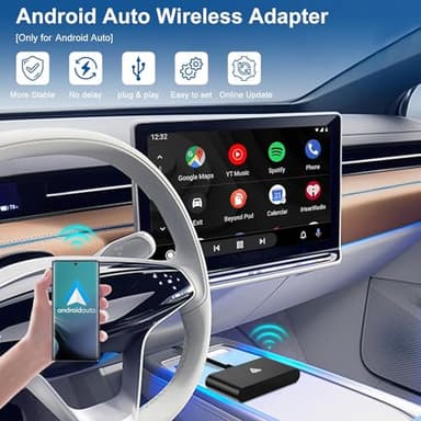 MASAYA Android Auto Wireless Adapter for Car - 5Ghz WiFi Bluetooth Auto Connect, No Delay, Online Update, Plug & Play - Image 2