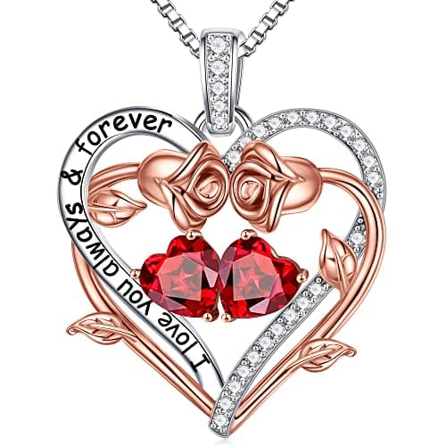 Iefil Anniversary Birthday Gifts for Women Wife Her Girlfriend, January Birthstone Jewelry Necklace Red Garnet Necklace - Image 1