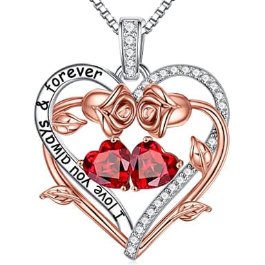 Iefil Anniversary Birthday Gifts for Women Wife Her Girlfriend, January Birthstone Jewelry Necklace Red Garnet Necklace - Image 1