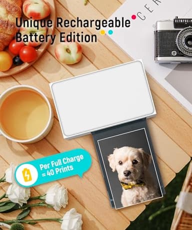 Liene White M200 4x6'' Photo Printer Battery Edition, Wireless Photo Printer for iPhone Android, Dye Sublimation Printing Full-Color Photo 20-Sheet, Portable Picture Printer Ideal for Travel Home Use - Image 2
