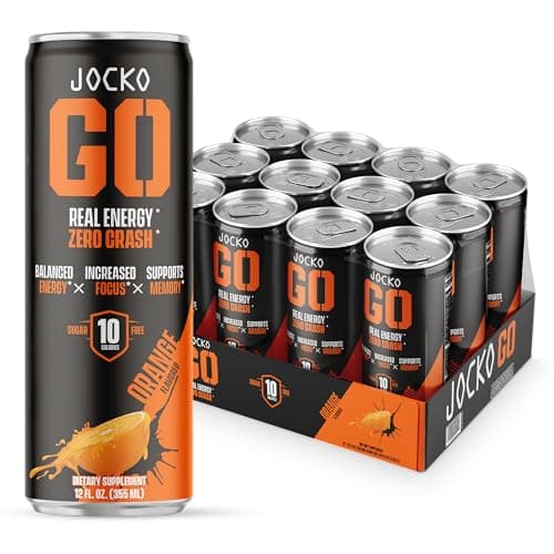 Jocko GO Energy Drink (Afterburner Orange) - Keto, Vitamin B12, Vitamin B6, Electrolytes, L Theanine, Magnesium- Energy Boost, Sugar Free Nootropic Monk Fruit Blend - 12 Pack - Image 1