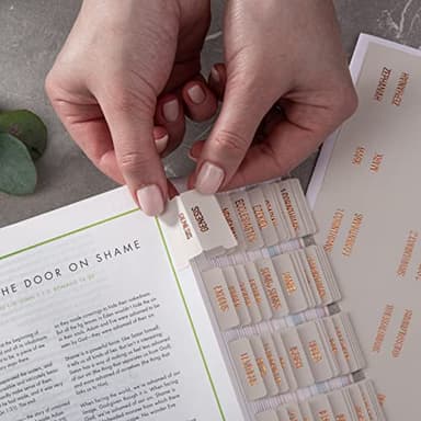 DiverseBee Laminated Bible Tabs (Copper Embossed Lettering), Bible Journaling Supplies, Bible Book Tabs, Christian Gift, 73 Bible Tabs for Women and Men, Includes 4 Blank Tabs (Alabaster) - Image 4