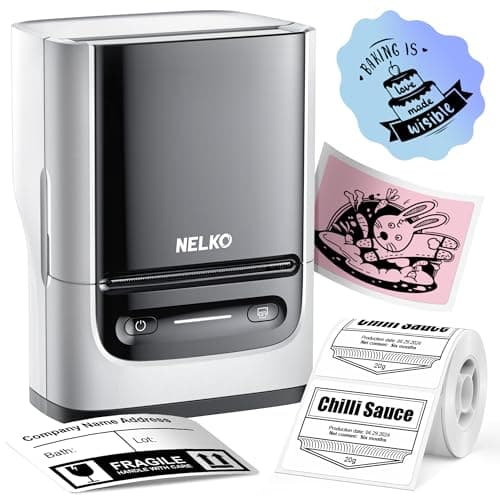 Nelko Label Maker Machine with Tape, PM220 Bluetooth Label Printer, 2 Inch Portable Thermal Printer for Small Business, Address, Logo, Clothing, Sticker Printer for iOS, Android & PC, White - Image 1
