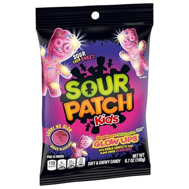 SOUR PATCH KIDS Glow Ups Strawberry-Watermelon Soft & Chewy Candy, Bulk Candy, 12-6.7 oz Bags - Image 9