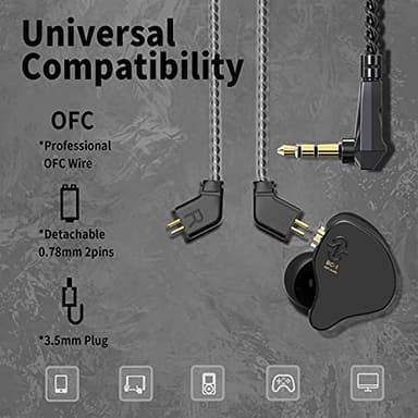 CCZ Melody 1DD 1BA Drivers Wired Earphones, Gaming Earbuds with Microphones, Wired in ear Headphones with Comfortable Ear fins 4N OFC Cable, iems for Gaming PC Laptop Computer (Red, with microphone) - Image 4