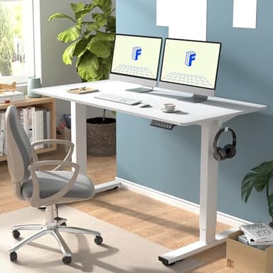 FLEXISPOT EN1 Whole Piece Standing Desk 55 x 28 Inches Stand Up Desk Workstation for Home Office (White Frame + White Top, 2 Packages) - Image 2