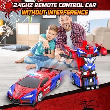 Remote Control Car with One Button Transformation, RC Cars Transforming into Robot, 2.4Ghz 360 Degree Rotation Police Car with Light, 1:18 Scale Transform Toys for Boys Girls Kids 4-7 8-12 6-8 - Image 5