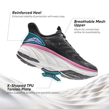ALLSWIFIT Women's Slip On Walking Shoes Running Comfortable Tennis Breathable Non Slip Athletic Gym Workout Cross Training Fashion Sneakers,Size 7.5,Black/Fuchsia,SARR034W - Image 4