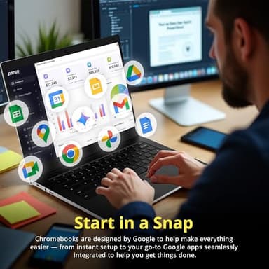 Samsung Galaxy Chromebook Go 14" LED HD Laptop, Intel Celeron N4500, 4GB LPDDR4X, 288GB Storage (128GB eMMC+160GB Docking Station Set), Intel UHD Graphics, Wi-Fi 6, 720p Camera, Chrome OS, Silver - Image 9