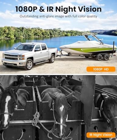 Solar Backup Camera Wireless for RVs and Trailers No-Installation - 7.2" HD 1080P Monitor,Dual Camera System, Strong Magnetic Scratch-Proof Rear View Camera for Trucks, Campers, SUVs, and Cars - Image 6
