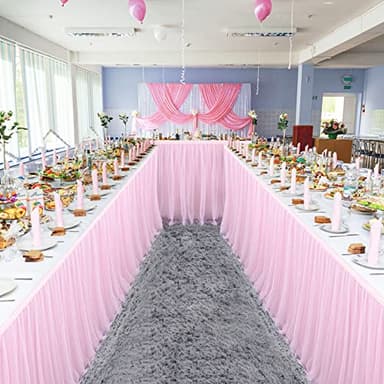 Suppromo 2 Pack 6ft Pink Tulle Table Skirts for Rectangle Tables or Round Tables Pink Tutu Tablecloth Cover for Princess Baby Shower Girls Birthday Party Wedding Cake Dessert Table Decorations - Image 5