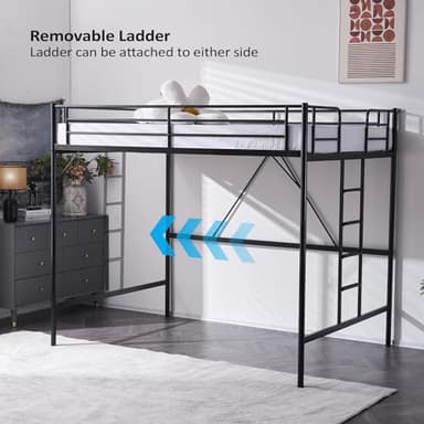 VINGLI Loft Bed Full Size with Flat Rungs for Adults, Kids and Young Teens, No Box Spring Required,Heavy Duty Metal Slat Support - Image 6