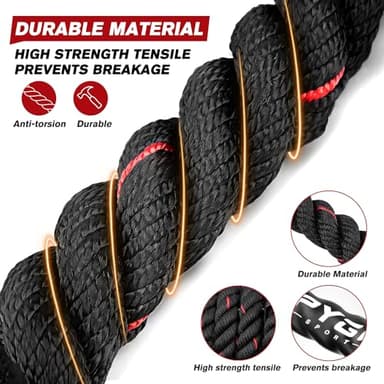 HPYGN Weighted Heavy Skipping/Jump Rope 9.2ft 2.8LB for fitness, Exercise, boxing Gym Training, Home Workout, Improve Strength and Building Muscle, Total Body Workout Equipment for Men - Image 8