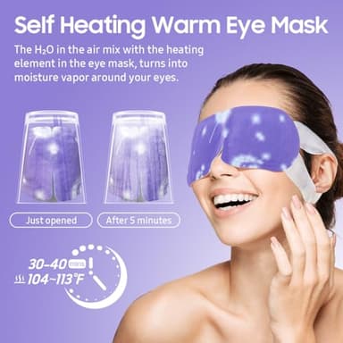 BeHoomi 20 Packs Steam Eye Mask, Heated Eye Mask Warm Compress for Eyes, Disposable Self Heating Steam Mask for Home, Sleep, Spa, Travel Essentials & Relaxation Gifts for Women (Lavender) - Image 5